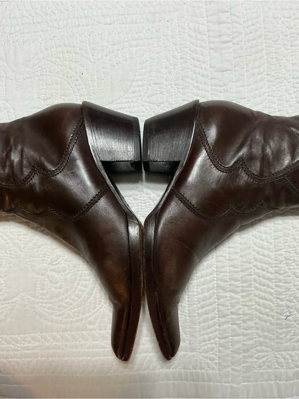 Vintage Sergio Rossi Brown Leather Western Ankle Boots Style 7003 Size 39